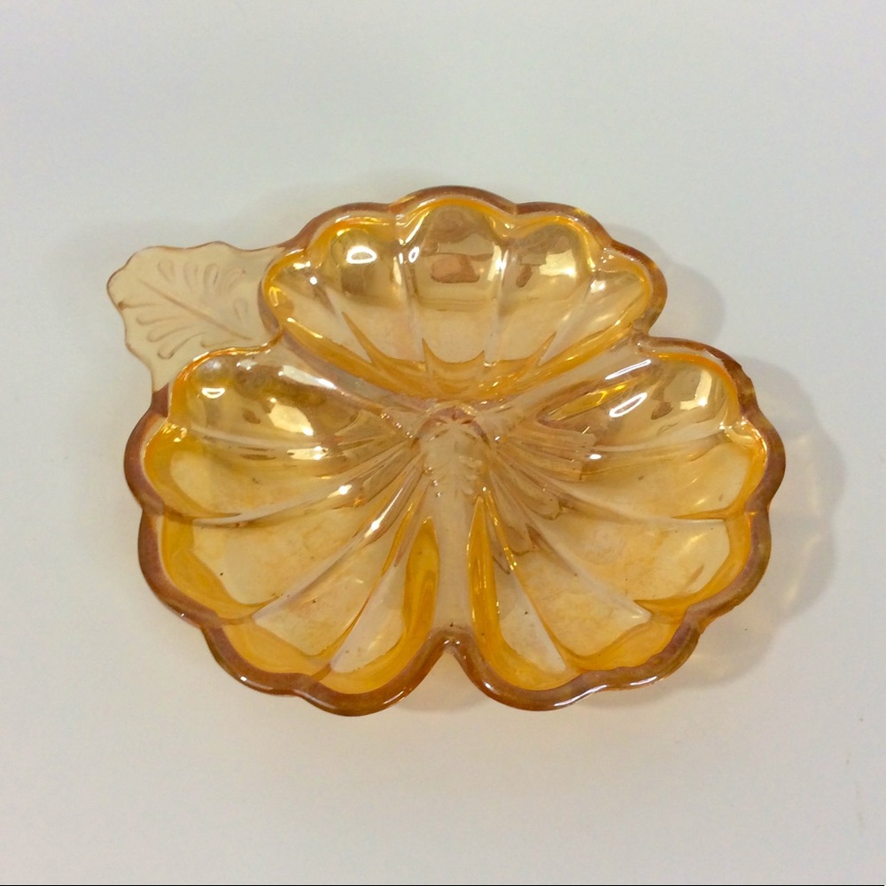 Vintage Carnival Glass Hibiscus Trinket Nut Dish